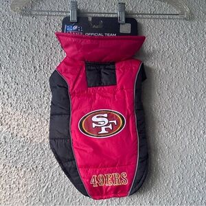 NFL San Francisco 49Ers Puffer Vest For Dogs small black red white NWT
